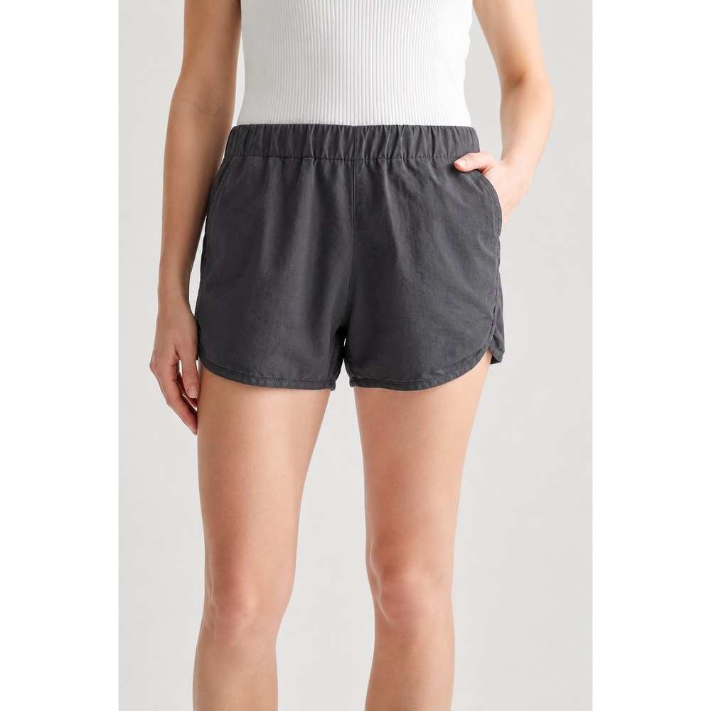 Quince Cotton Linen Twill Pull On Shorts Charcoal Grey XS